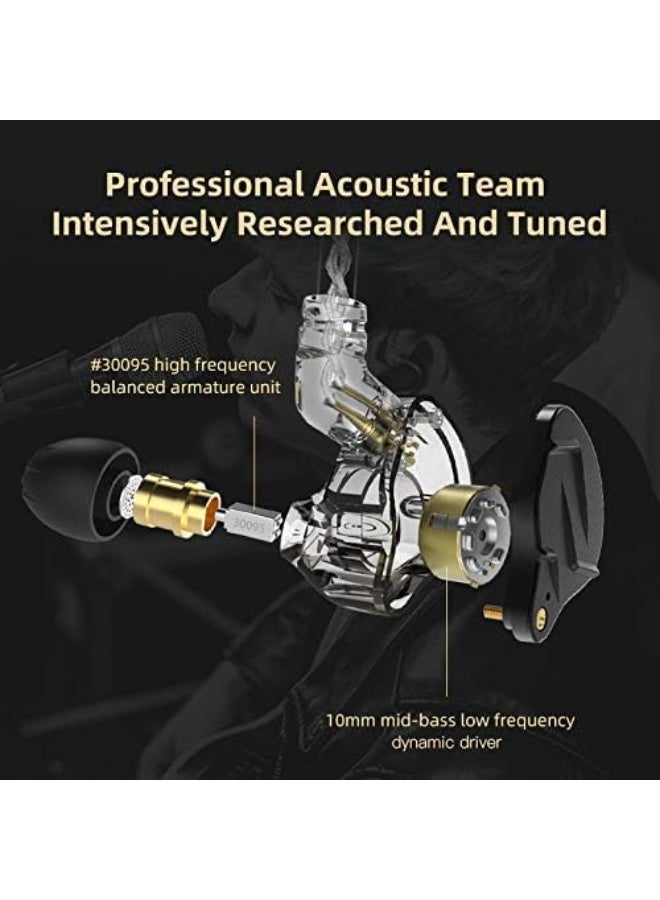 كي زد سماعة زد إس إن برو إكس مزدوجة المشغّل هجينة عالية الجودة هاي فاي داخل الأذن، بكابل قابل للفصل ذو منفذ ثنائي غائر وهيكل من سبائك الزنك المعدنية، باللون الذهبي - مع مايك - Image 4